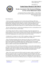 Statement by the Delegation of the United States of America on the assessment of the structured dialogue in view of the Ministerial Council