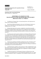 Ministerial Statement on the Negotiations on the Transdniestrian Settlement Process in the "5+2" Format