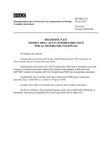 Decision No. 1/17 - Appointment of the OSCE High Commissioner on National Minorities