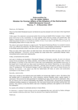Statement by H.E. Halbe Zijlstra, Minister for Foreign Affairs 