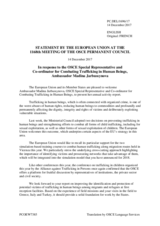 Statement by the Estonian EU Presidency in response to the report by the OSCE Special Representative and Co-ordinator for Combating Trafficking in Human Beings, Ambassador Madina Jarbussynova