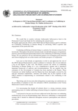 Statement by the Delegation of Armenia in response to the report by the OSCE Special Representative and Co-ordinator for Combating Trafficking in Human Beings, Ambassador Madina Jarbussynova