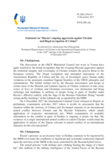 Statement by the Delegation of Ukraine on the Russia’s ongoing aggression against Ukraine and illegal occupation of Crimea