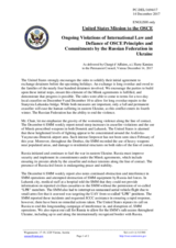 Statement by the Delegation of the United States of America on the Russia’s ongoing aggression against Ukraine and illegal occupation of Crimea