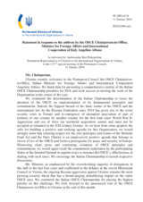 Statement by the Delegation of Ukraine in response to the address by the Chairperson-in-Office of the OSCE, Minister of Foreign Affairs and International Cooperation of Italy, H.E. Angelino Alfano