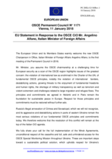 Statement by the Bulgarian EU Presidency in response to the address by the Chairperson-in-Office of the OSCE, Minister of Foreign Affairs and International Cooperation of Italy, H.E. Angelino Alfano