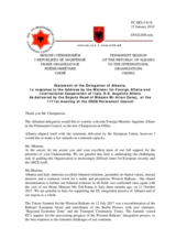 Statement by the Delegation of Albania in response to the address by the Chairperson-in-Office of the OSCE, Minister of Foreign Affairs and International Cooperation of Italy, H.E. Angelino Alfano