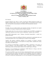 Statement by the Delegation of Georgia in response to the address by the Chairperson-in-Office of the OSCE, Minister of Foreign Affairs and International Cooperation of Italy, H.E. Angelino Alfano