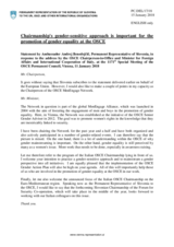 Statement by the Delegation of Slovenia in response to the address by the Chairperson-in-Office of the OSCE, Minister of Foreign Affairs and International Cooperation of Italy, H.E. Angelino Alfano