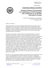 Statement by the Delegation of the United States of America on the Russia’s ongoing aggression against Ukraine and illegal occupation of Crimea