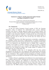 Statement by the Delegation of Ukraine on the Russia’s ongoing aggression against Ukraine and illegal occupation of Crimea