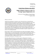 Statement by the Delegation of the United States of America in response to the statement by the Delegation of the Russian Federation on the violations of freedom of the media in the United States of America