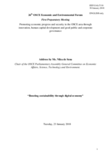 Address by Ms. Nilza de Sena, MP, Chair of the OSCE Parliamentary Assembly’s Committee for Economic Affairs, Science, Technology and Environment