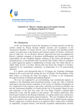 Statement by the Delegation of Ukraine on the Russia’s ongoing aggression against Ukraine and illegal occupation of Crimea