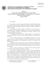 Statement by the Delegation of Armenia in response to the address by the President of the OSCE Parliamentary Assembly, H.E. George Tsereteli
