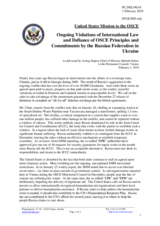Statement by the Delegation of the United States of America on the Russia’s ongoing aggression against Ukraine and illegal occupation of Crimea