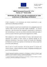 Déclaration de l'UE au sujet des amendements au code audiovisuel en République de Moldavie