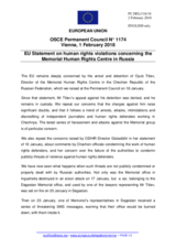 Statement by the Bulgarian EU Presidency on the human rights violations concerning the Memorial Human Rights Centre in the Russian Federation
