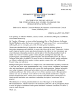 Statement by the Delegation of Norway, also on behalf of Andorra, Canada, Iceland, Liechtenstein, Mongolia, San Marino and Switzerland, on the International Day of Zero Tolerance for Female Genital Mutilation, observed on 6 February 2018