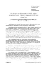 Statement by the Bulgarian EU Presidency in response to the address by the Chair of the International Holocaust Remembrance Alliance, Dr. Michele Galizia