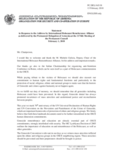 Statement by the Delegation of Armenia in response to the address by the Chair of the International Holocaust Remembrance Alliance, Dr. Michele Galizia
