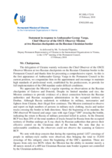 Statement by the Delegation of Ukraine in response to the report by the Chief Observer of the OSCE Observer Mission at two Russian checkpoints on the Russian-Ukrainian Border, Ambassador György Varga