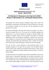 Statement by the Bulgarian EU Presidency in response to the report by the Head of the OSCE Mission to Montenegro, Ambassador Maryse Daviet