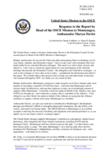 Statement by the Delegation of the United States of America in response to the report by the Head of the OSCE Mission to Montenegro, Ambassador Maryse Daviet