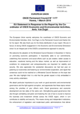 Statement by the Bulgarian EU Presidency in response to the report by the Co-ordinator of OSCE Economic and Environmental Activities, Ambassador Vuk Žugić