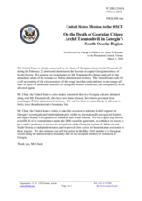 Statement by the Delegation of the United States of America on the death of the Georgian citizen Mr. A. Tatunashvili detained by the Russian occupation regime
