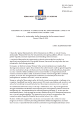 Statement by the Delegation of Norway in response to the address by the Special Representative of the OSCE Chairperson-in-Office on Gender, Ambassador Melanne Verveer