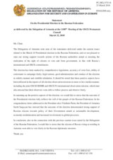Statement by the Delegation of Armenia on the presidential election in the Russian Federation, held on 18 March 2018