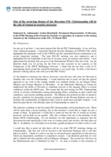 Statement by the Delegation of Slovenia in response to the closing remarks by the Chairperson of the Forum for Security Co-operation, H.E. Ambassador Radomír Boháč