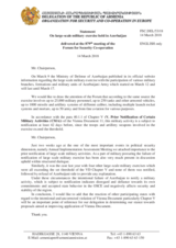 Statement by the Delegation of Armenia on the military exercise in Azerbaijan, being conducted from 12 to 17 March 2018