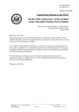 Statement by the Delegation of the United States of America on the 32nd anniversary of the accident at the Chernobyl nuclear power plant