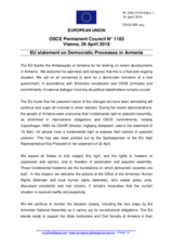 Statement by the Bulgarian EU Presidency on recent developments in Armenia