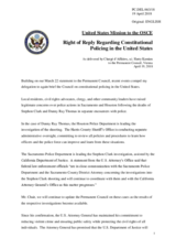 Statement by the Delegation of the United States of America on the constitutional policing in the United States of America