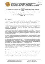 Statement by the Delegation of Armenia in response to the address by the Deputy Minister for Foreign Affairs of Georgia, H.E. David Dondua