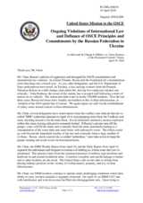 Statement by the Delegation of the United States of America on the Russia’s ongoing aggression against Ukraine and illegal occupation of Crimea