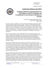 Statement by the Delegation of the United States of America on the Russia’s ongoing aggression against Ukraine and illegal occupation of Crimea
