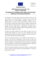 Statement by the Bulgarian EU Presidency on violations of the rights of human rights defenders in the Russian Federation