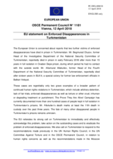 Statement by the Bulgarian EU Presidency on enforced disappearances in Turkmenistan