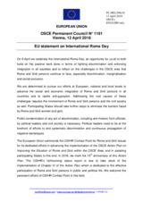 Statement by the Bulgarian EU Presidency on International Roma Day, observed on 8 April 2018