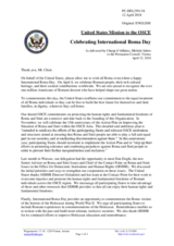 Statement by the Delegation of the United States of America on International Roma Day, observed on 8 April 2018
