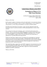 Statement by the Delegation of the United States of America on midterm elections in the United States of America, culminating on 6 November 2018