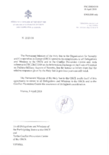 Response by the Delegation of the Holy See to the Questionnaire on the Code of Conduct on Politico-Military Aspects of Security Response by the Delegation of the Holy See to the Questionnaire on the Code of Conduct on Politico-Military Aspects of Security