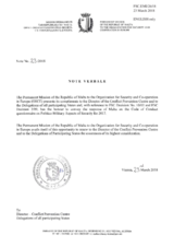 Response by the Delegation of Malta to the Questionnaire on the Code of Conduct on Politico-Military Aspects of Security Response by the Delegation of Malta to the Questionnaire on the Code of Conduct on Politico-Military Aspects of Security