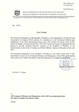 Response by the Delegation of Moldova to the Questionnaire on the Code of Conduct on Politico-Military Aspects of Security