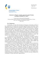 Statement by the Delegation of Ukraine on Russia’s ongoing aggression against Ukraine and illegal occupation of Crimea