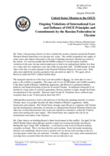 Statement by the Delegation of the United States of America on Russia’s ongoing aggression against Ukraine and illegal occupation of Crimea